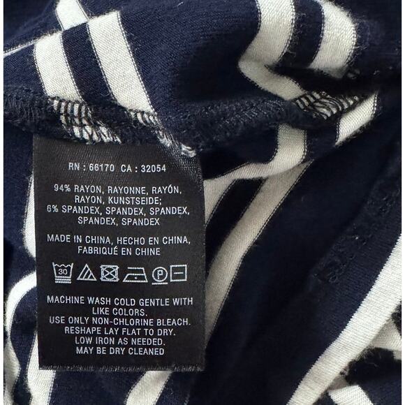 Anthropologie Maeve Womens Small Navy Blue White Stripe Turtleneck Dress - Picture 5 of 7